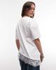 Noisy May Noisy May oversized asymetric t-shirt with lace hem in white - 3