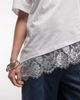 Noisy May Noisy May oversized asymetric t-shirt with lace hem in white - 4