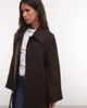 Noisy May Noisy May oversized dropped shoulders midaxi overcoat in chocolate-Brown - 2