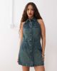 Noisy May Noisy May racer neck collared dress in tinted blue denim - 2