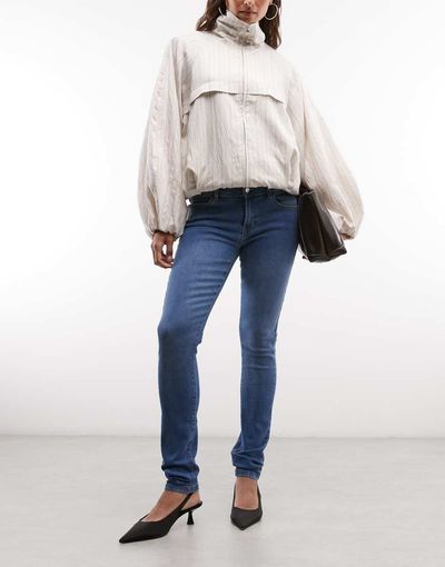 Noisy May Noisy May Rae low rise super slim jeans in medium blue denim-Black
