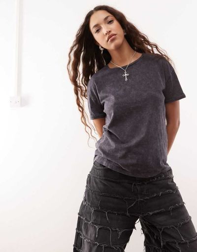 Noisy May Noisy May regular fit T-shirt in washed charcoal-Gray