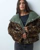Noisy May Noisy May reversible jacket with oversized collar in khaki and leopard print-Green - 2