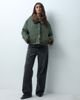 Noisy May Noisy May reversible jacket with oversized collar in khaki and leopard print-Green - 3