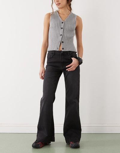 Noisy May Noisy May Rooxy high rise flares in black denim