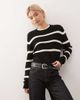 Noisy May Noisy May round neck sweater in black & cream stripe - 1