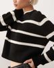 Noisy May Noisy May round neck sweater in black & cream stripe - 2