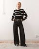 Noisy May Noisy May round neck sweater in black & cream stripe - 4