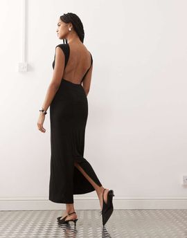 Noisy May Noisy May ruche detail blackless maxi dress in black