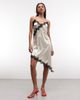 Noisy May Noisy May satin asym lace hem midi slip dress in cream-White - 1