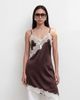Noisy May Noisy May satin asymmetric lace hem longline top in chocolate-Brown - 1