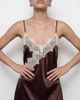 Noisy May Noisy May satin asymmetric lace hem longline top in chocolate-Brown - 3