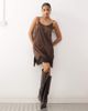 Noisy May Noisy May satin mini dress with lace hem in chocolate-Brown - 1