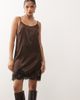 Noisy May Noisy May satin mini dress with lace hem in chocolate-Brown - 2