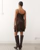 Noisy May Noisy May satin mini dress with lace hem in chocolate-Brown - 4