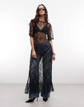 Noisy May Noisy May scoop back sheer lace maxi dress in black