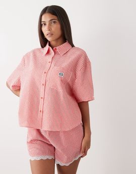 Noisy May Noisy May seersucker boxy shirt in red gingham - part of a set