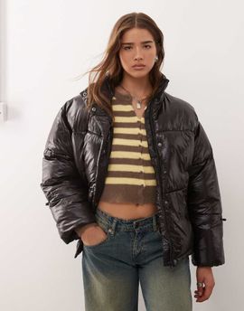 Noisy May Noisy May shiny puffer jacket in black