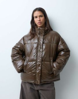 Noisy May Noisy May shiny puffer jacket in brown