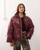 Noisy May Noisy May shiny puffer jacket in burgundy-Brown - 1