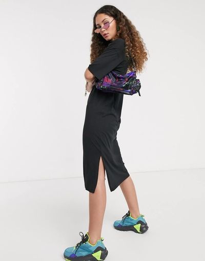 Noisy May Noisy May side split midi t-shirt dress in black