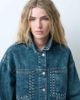 Noisy May Noisy May studded denim jacket set in dark vintage wash-Blue - 3