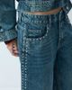 Noisy May Noisy May studded jorts set in dark vintage washed denim-Blue - 3