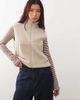 Noisy May Noisy May teddy fleece vest in beige-White - 1