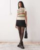 Noisy May Noisy May textured stripe knit tank top in cream & brown stripe-White - 2