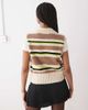 Noisy May Noisy May textured stripe knit tank top in cream & brown stripe-White - 3
