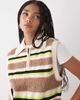 Noisy May Noisy May textured stripe knit tank top in cream & brown stripe-White - 4