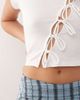 Noisy May Noisy May tie front crop T-shirt in white - 2