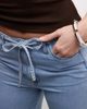 Noisy May Noisy May tie waist wide leg pants in light blue denim - 4