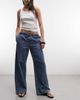 Noisy May Noisy May tie waist wide leg pants in washed blue denim - 1