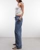 Noisy May Noisy May tie waist wide leg pants in washed blue denim - 2