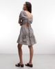 Noisy May Noisy May tiered seersucker mini dress with open tie back in chocolate gingham-Brown - 2