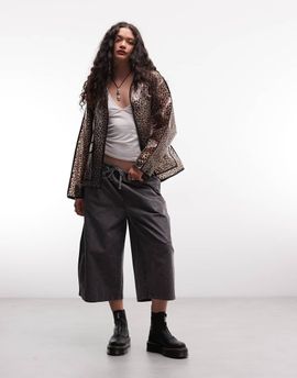 Noisy May Noisy May transparent hooded raincoat in animal print-Black