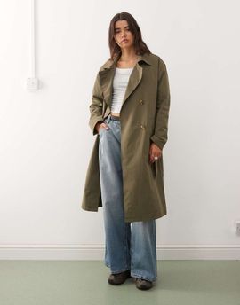 Noisy May Noisy May trench coat in khaki green