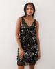 Noisy May Noisy May v-neck paillette sequined sleeveless mini dress with lace hem in black - 2