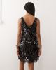 Noisy May Noisy May v-neck paillette sequined sleeveless mini dress with lace hem in black - 3