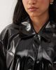 Noisy May Noisy May vinyl collared trench coat with leopard lining in black - 3