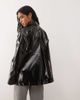Noisy May Noisy May vinyl collared trench coat with leopard lining in black - 4