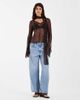 Noisy May Noisy May wide sleeve lace top with scarf detail in chocolate brown - 3