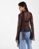 Noisy May Noisy May wide sleeve lace top with scarf detail in chocolate brown - 4