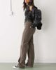 Noisy May Noisy May Yolanda mid rise straight leg cord jeans in brown-Neutral - 2