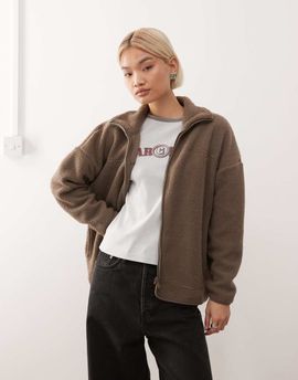 Noisy May Noisy May zip through funnel fleece in beige-Neutral