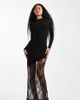 Noisy May Petite Noisy May Petite long sleeve maxi dress with lace fishtail in black - 1