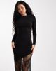 Noisy May Petite Noisy May Petite long sleeve maxi dress with lace fishtail in black - 3