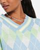 Noisy May Petite Noisy May Petite mini sweater dress in blue and green check-Multi - 2