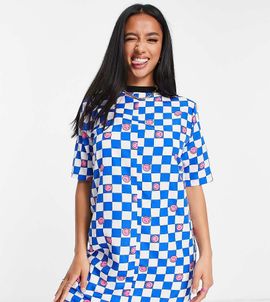 Noisy May Petite Noisy May Petite mini t-shirt dress in checkerboard print-Multi